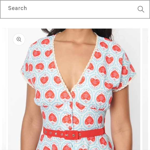 In Search of Unique Vintage Framed Hearts Print Swing Dress - Picture 2 of 3